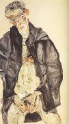 Egon Schiele Self-Portrait in Black Cloak (mk12) oil painting picture wholesale